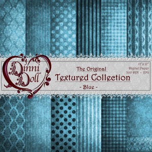 Blue Scrapbooking Paper, Digital Paper Bundle, Junk Journal Paper - The Original Texture Collection - Blue - Dinni Doll, Artwork, Unique.