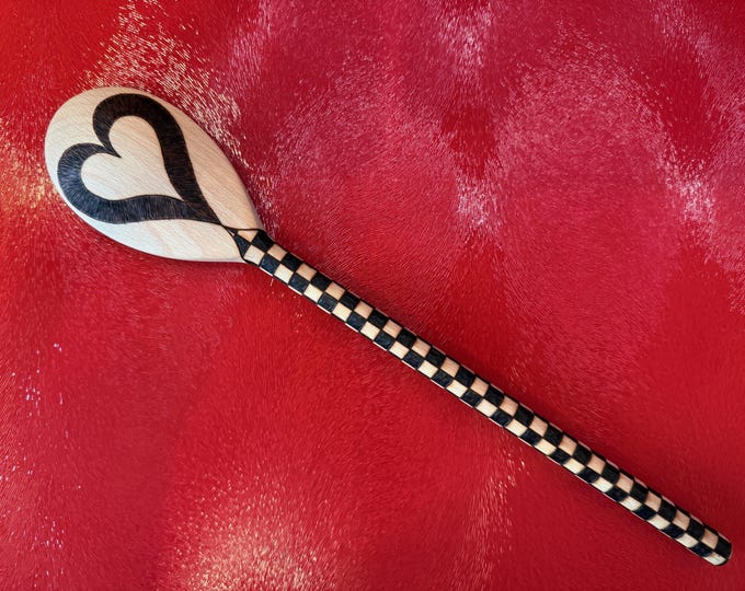 Chequered Heart - Hand-Burned Decorative & Functional Spoon