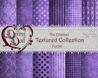 Purple Scrapbooking Paper, Digital Paper Bundle, Junk Journal Paper - The Original Texture Collection - Purple - Dinni Doll, Artwork, Unique