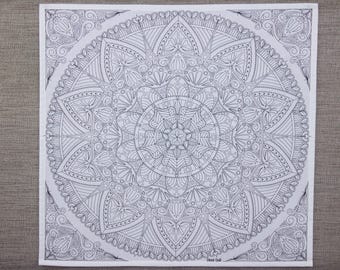 Hearty Mandala Outlines. Tea Towel, Colour-in Tea Towel