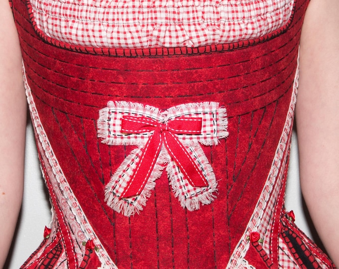 Handmade, Red, Embroidered Corset - Size 12