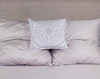 Hearty Mandala Outlines. Cotton Cushion Cover, Colour-in Cushion Cover