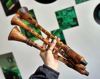 The Slavonic Shawm / Zhaleika / Hornpipe/ Woodwind Medieval Instrument / Handmade wood carving / Musical Gift Idea / Medieval ART