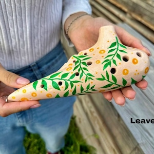 The Okarina / Ceramic Clay musical instruments / Ocarina / Natural Colors / Hand Painted / Vessel Flute / Musical Gift Idea