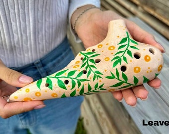 The Okarina / Ceramic Clay musical instruments / Ocarina / Natural Colors / Hand Painted / Vessel Flute / Musical Gift Idea