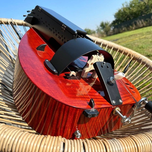 Hurdy Gurdy Saga Model with Trompette / Ukrainian Lira / Lyre / Barbiton / Wheel Vielle / Wooden Handmade Gurdy with Buzzing Bridge