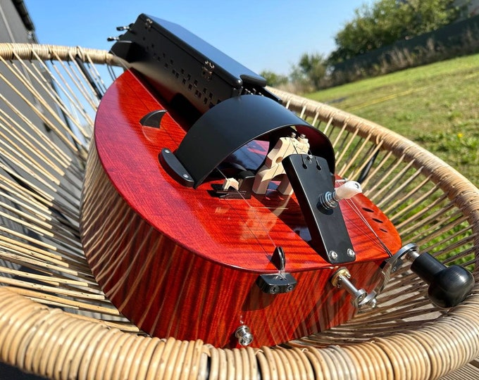 Featured listing image: Hurdy Gurdy Saga Model with Trompette / Ukrainian Lira / Lyre / Barbiton / Wheel Vielle / Wooden Handmade Gurdy with Buzzing Bridge