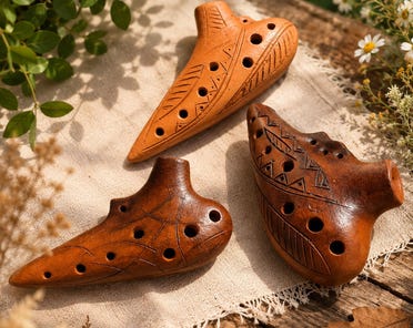The Okarina / Ceramic Clay Musical Instruments / Ocarina / Natural