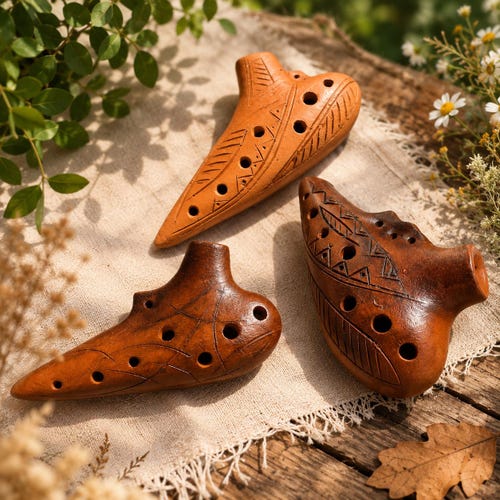 The Okarina / Ceramic Clay Musical Instruments / Ocarina / Natural
