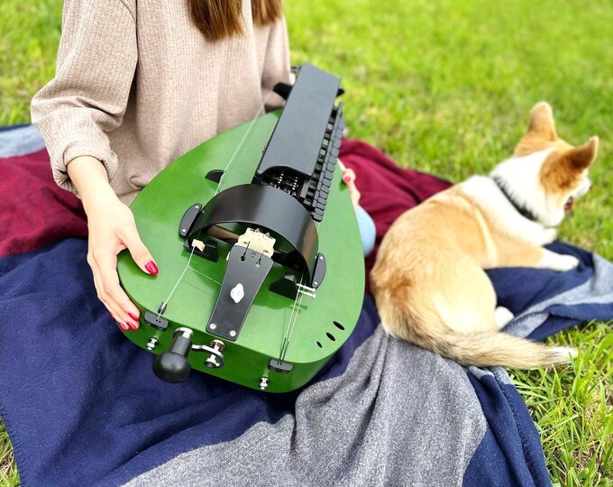 Featured listing image: Hurdy Gurdy Saga Model with Trompette / Ukrainian Lira / Lyre / Barbiton / Wheel Vielle / Wooden Handmade Gurdy with Buzzing Bridge