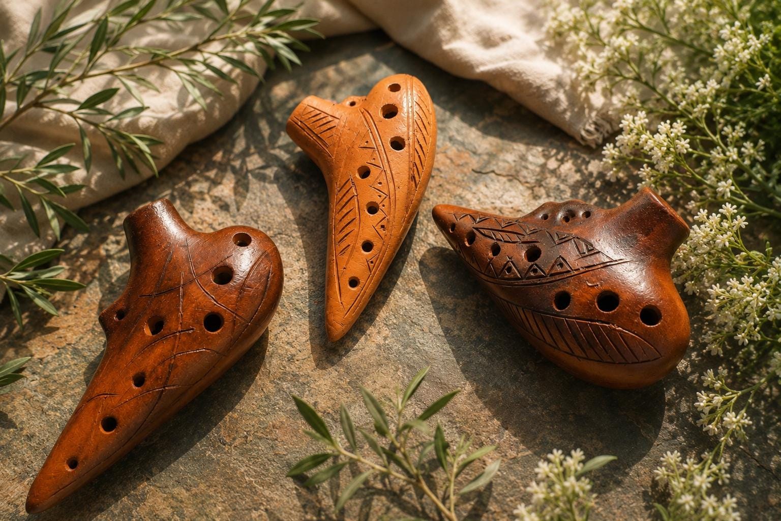 The Okarina / Ceramic Clay Musical Instruments / Ocarina / Natural