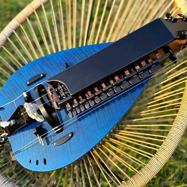 Hurdy Gurdy Saga Model with Trompette / Ukrainian Lira / Lyre / Barbiton / Wheel Vielle / Wooden Handmade Gurdy with Buzzing Bridge