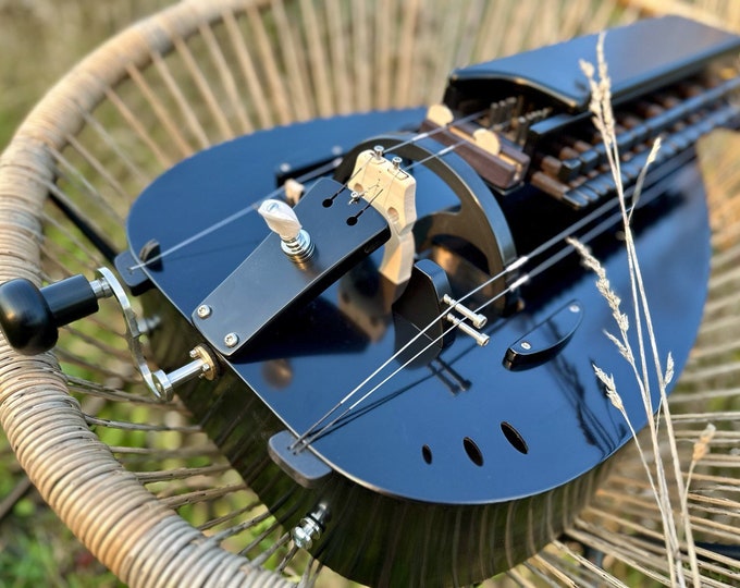 Featured listing image: Hurdy Gurdy Saga Model with Trompette / Ukrainian Lira / Lyre / Barbiton / Wheel Vielle / Wooden Handmade Gurdy with Buzzing Bridge