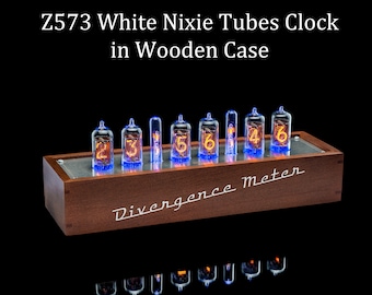 TUBE 非売品 時計 他 オマケ 3点付き Nixie Tubes Clock Z573 White Wooden Case RGB USB Musical