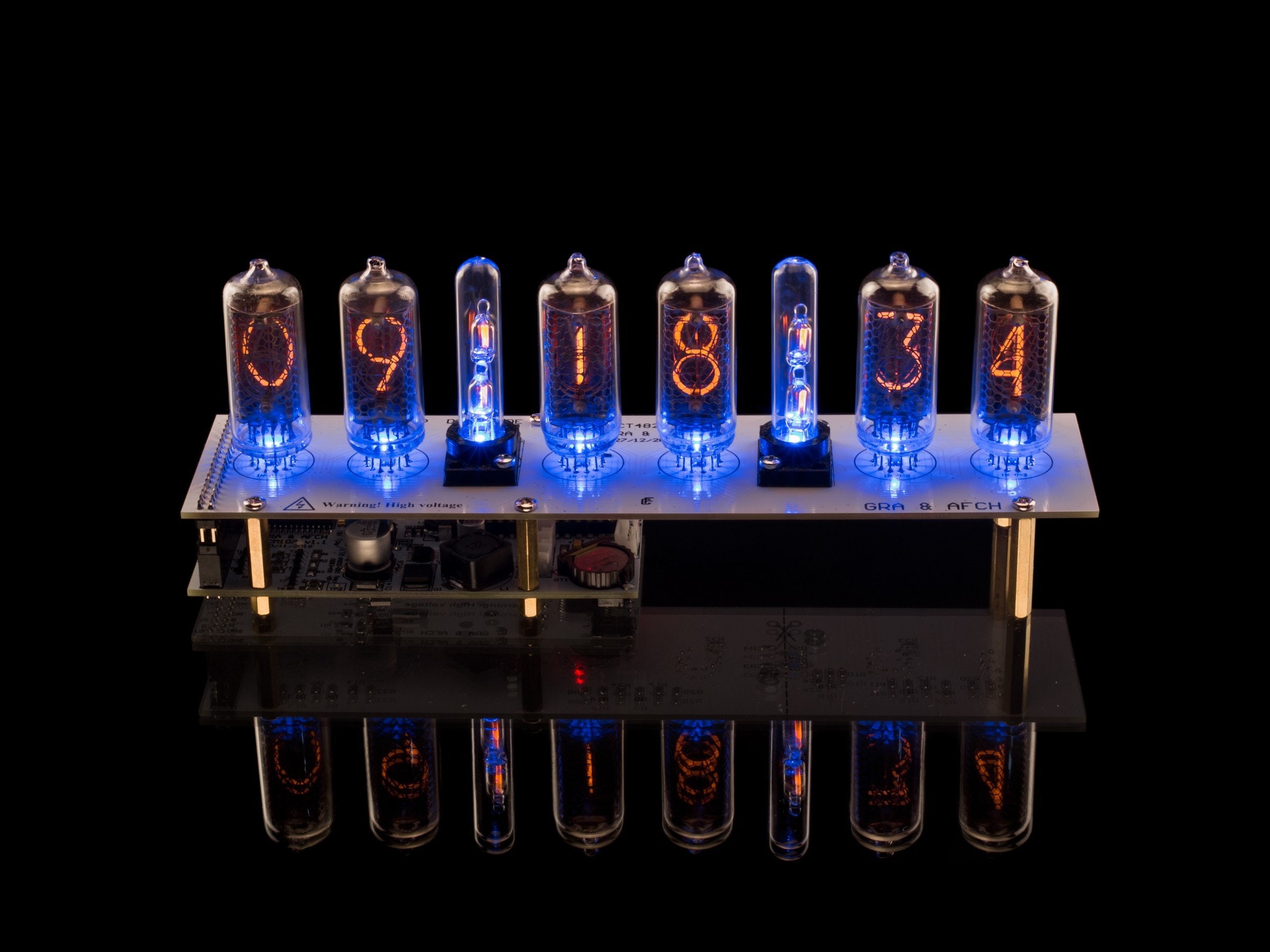 Nixie Tubes Clock IN-8-2 (columns) [RGB, USB, Musical, Arduino