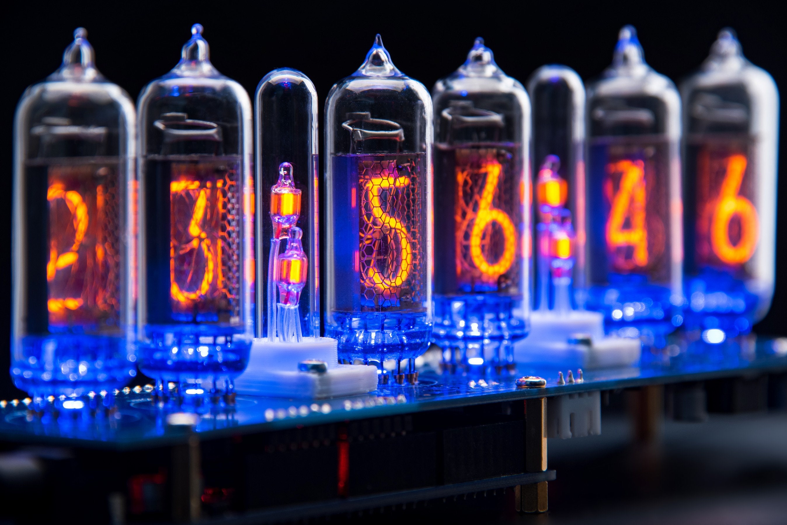 thumbnail image 2 of IN-18 Shield Nixie Clock With Sockets And Column In A Vintage Ashwood Case [SMF, RGB, USB, Tunes 2 of 14