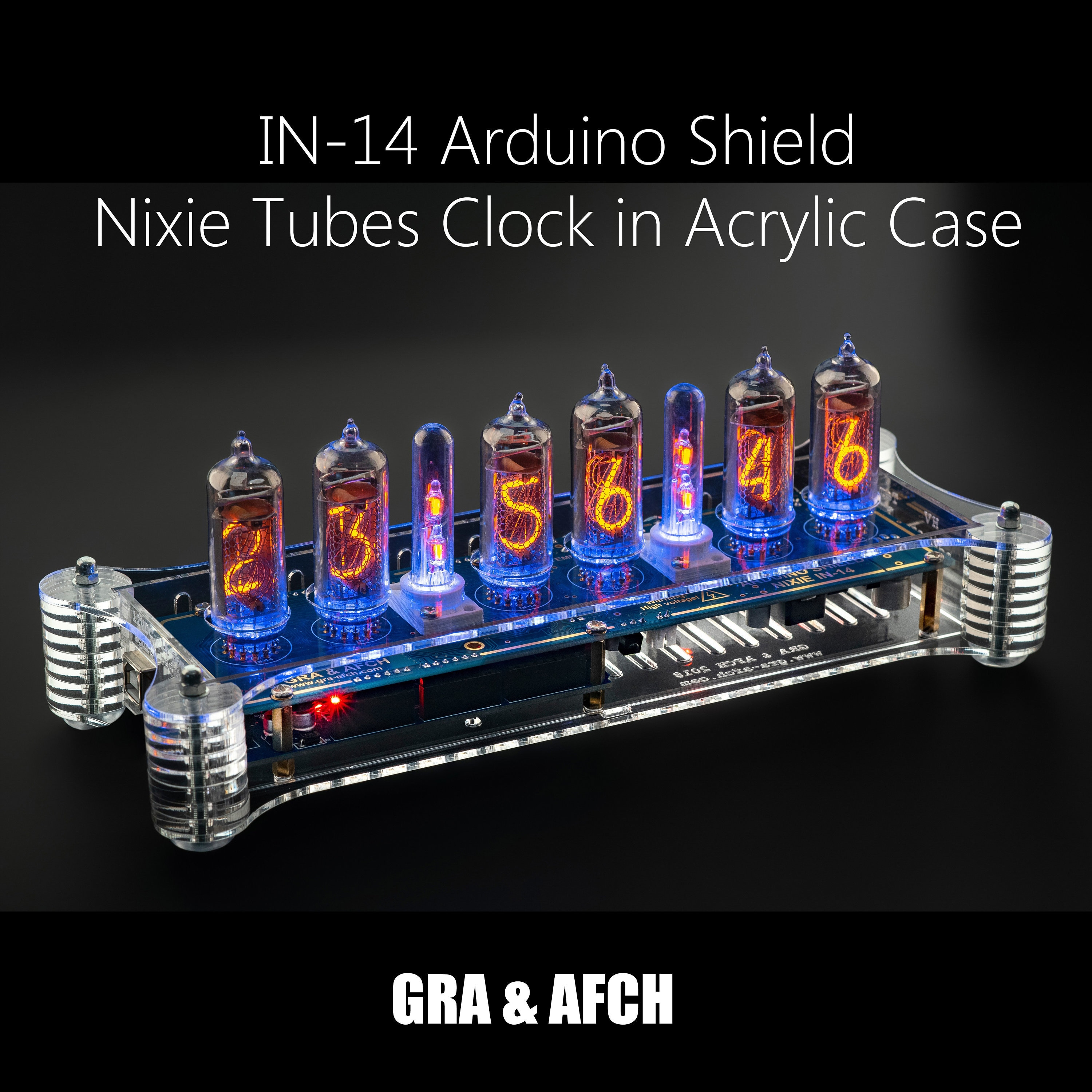 Nixie Tubes Clock IN14 Arduino Shield in Acrylic Case GPS Etsy