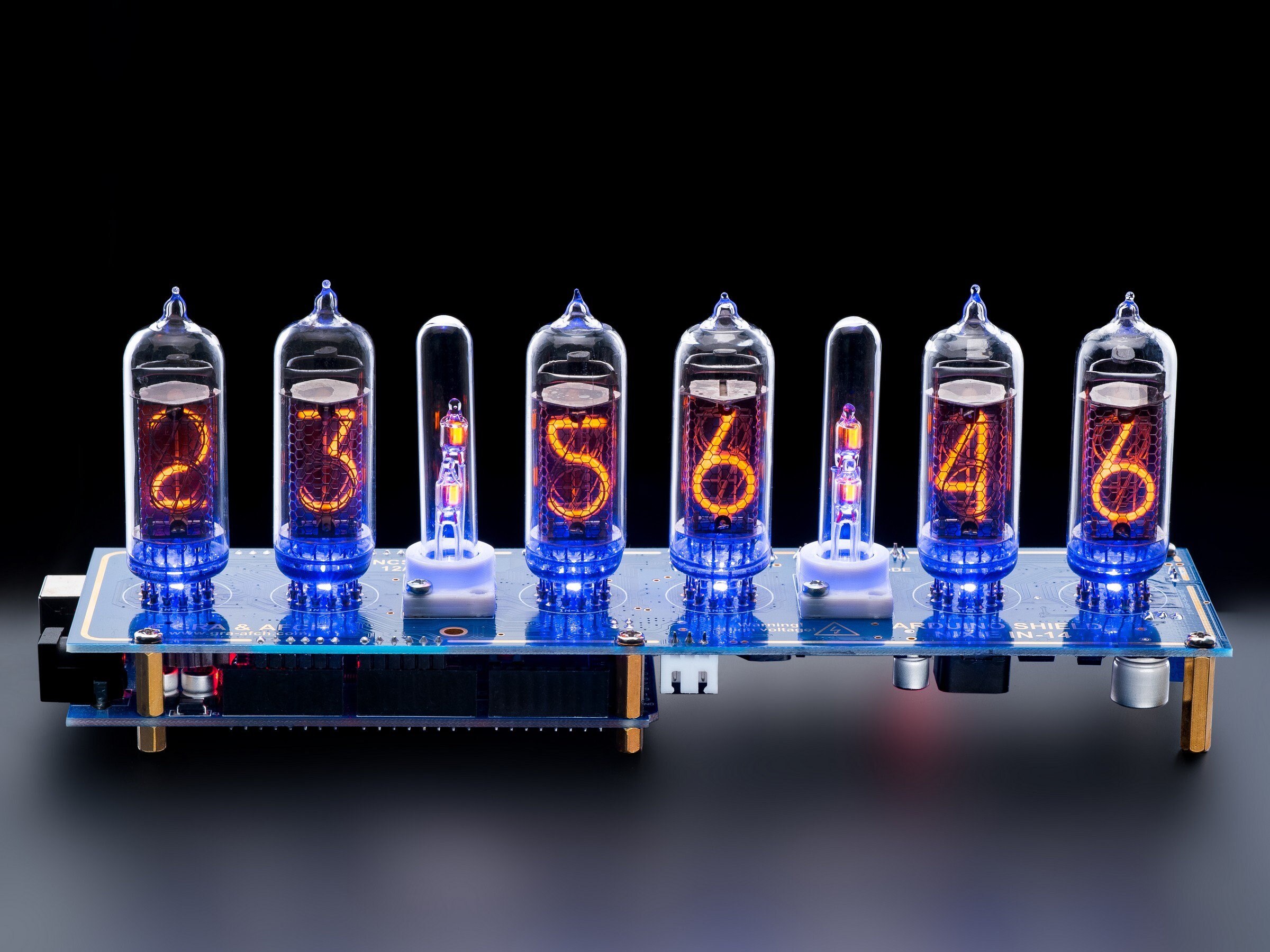 Nixie Tubes Clock IN-14 Arduino Shield GPS Temp. Sensor Remote