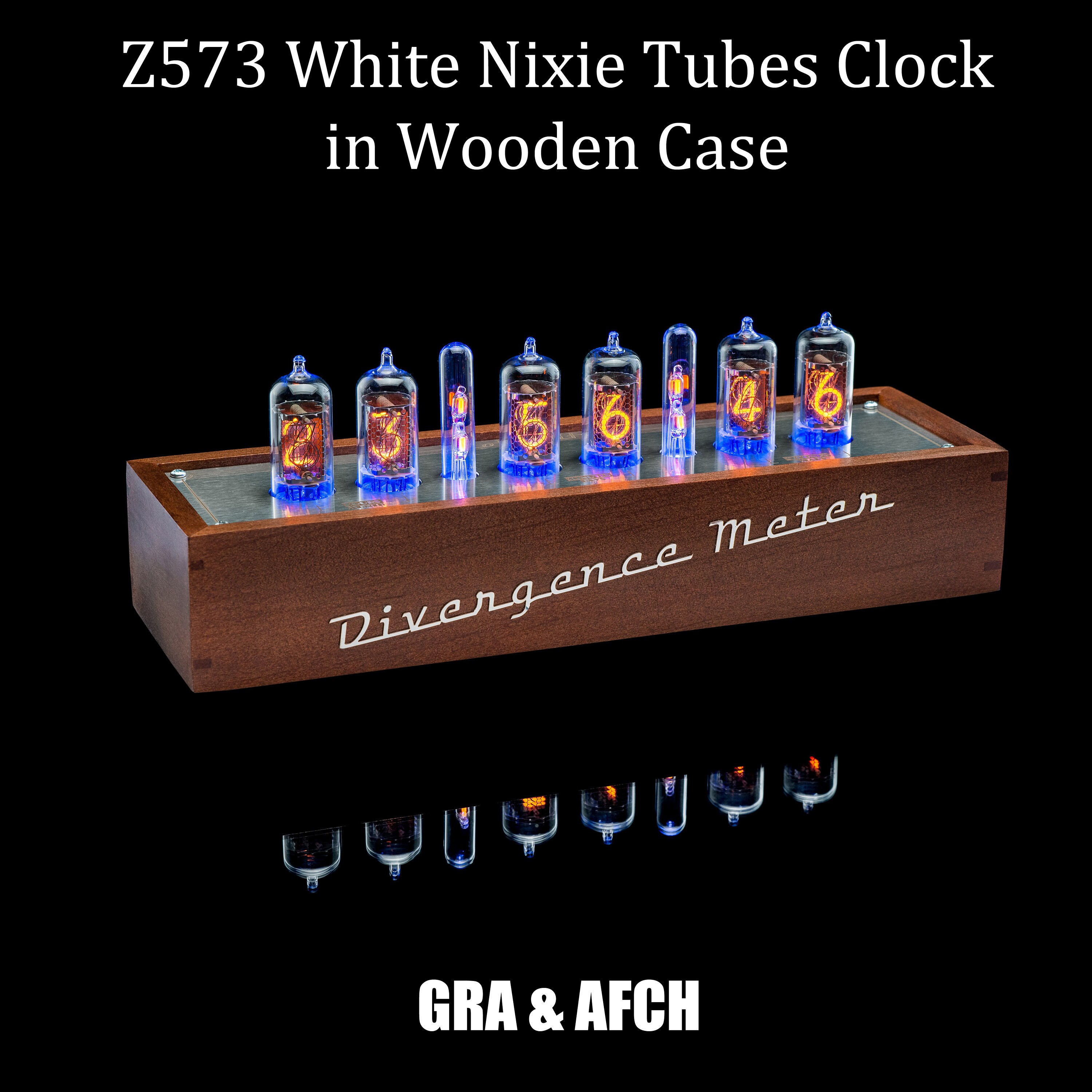 Nixie Tubes Clock Z573 White Wooden Case RGB USB Musical