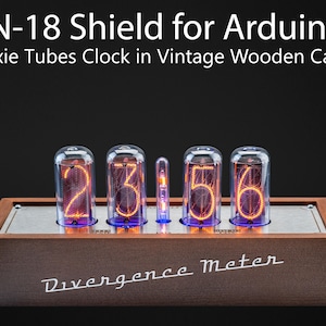 Nixie Tubes Clock IN-18 Shield for Arduino Wooden Case 4 TUBES GPS Temp. sensor Vintage, Glowing Clock, Steampunk