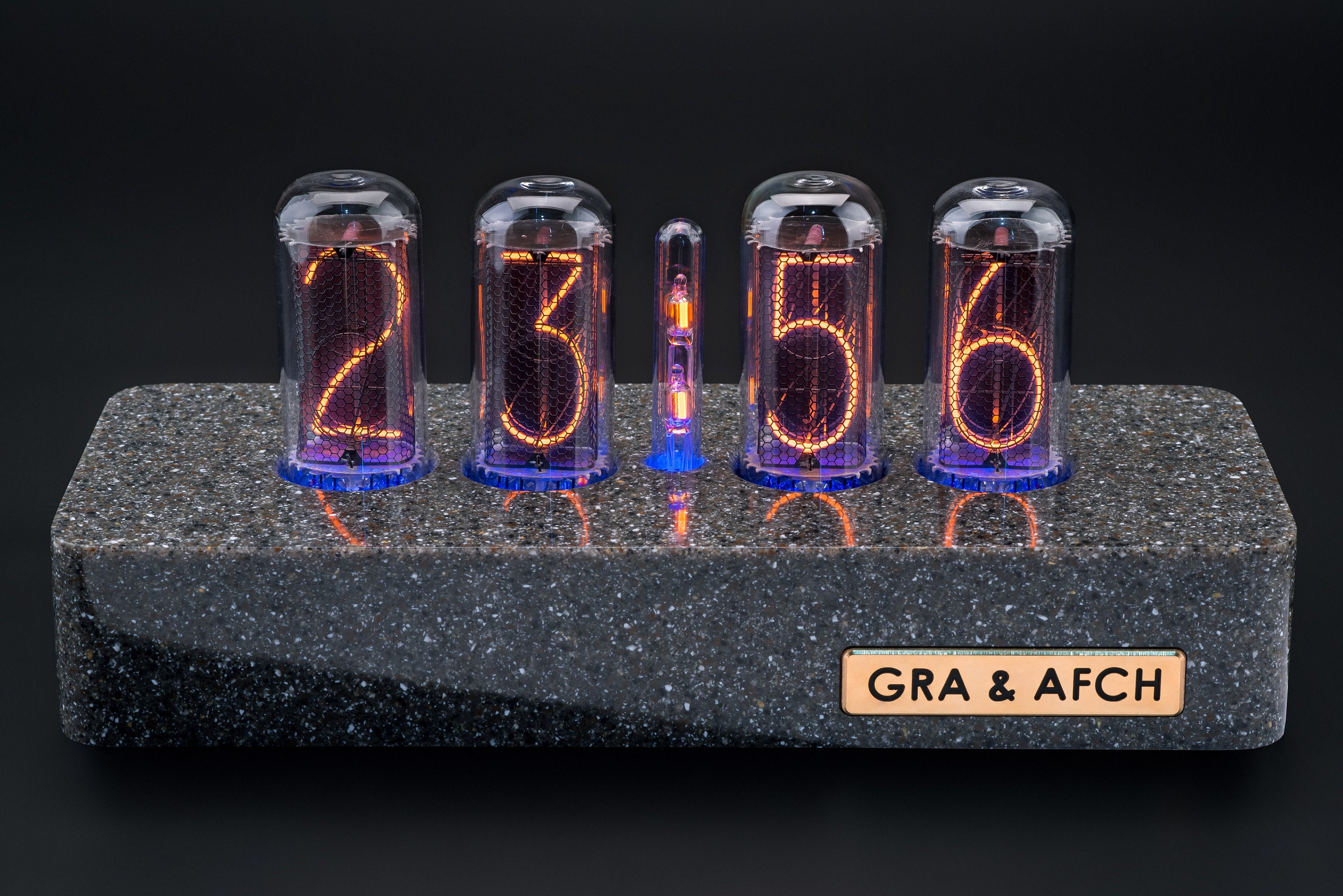 Nixie Tube Clock IN-18 Synthetic Granite Case Divergence Meter 12