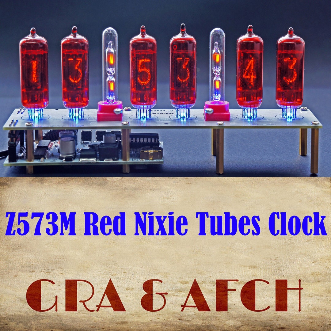 ニキシー管時計 Z573M仕様 Nixie Tubes Clock Z573M Red Columns [RGB, USB, Musical, Arduino