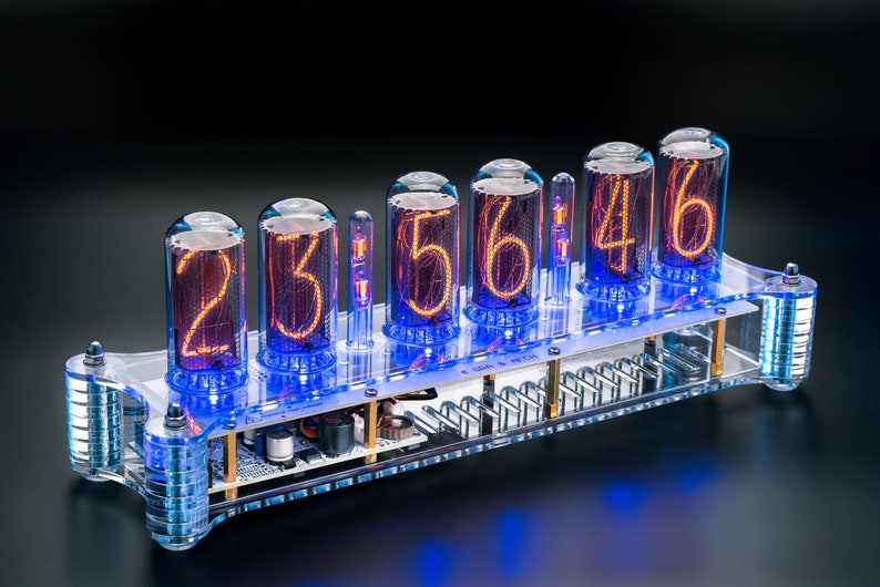 Nixie Tube Clock IN18 in Big Acrylic Case Columns Sockets Etsy