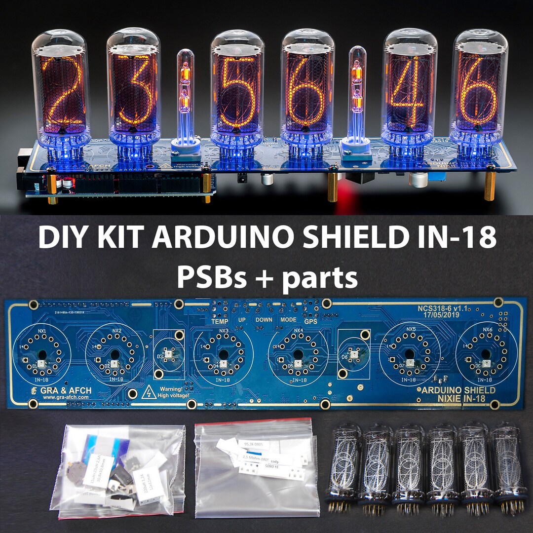 DIY KIT Nixie Tube Clock IN-18 Arduino Shield Sockets Columns - Etsy