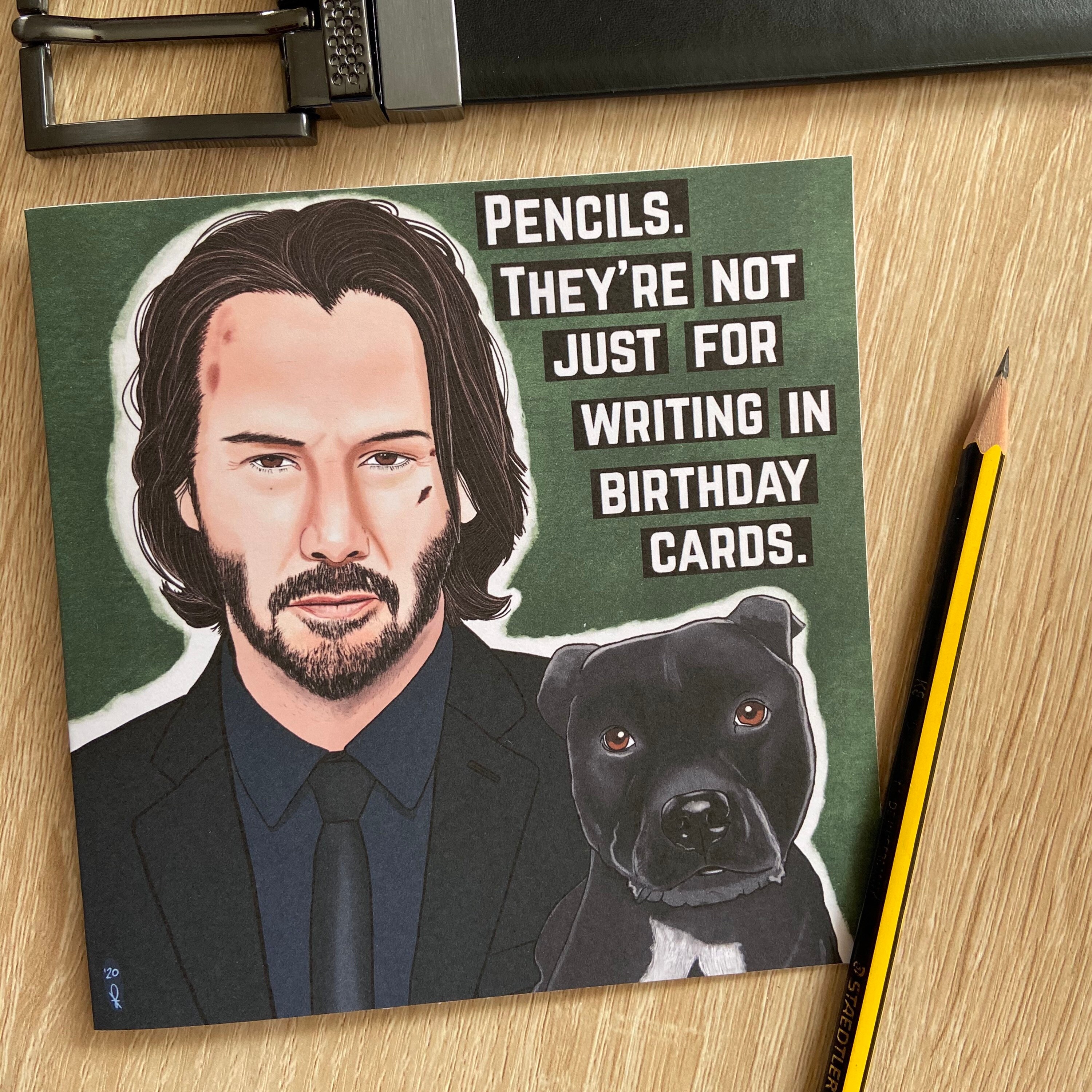 John Wick Fan Art Illustrated Handmade Card (several styles available…