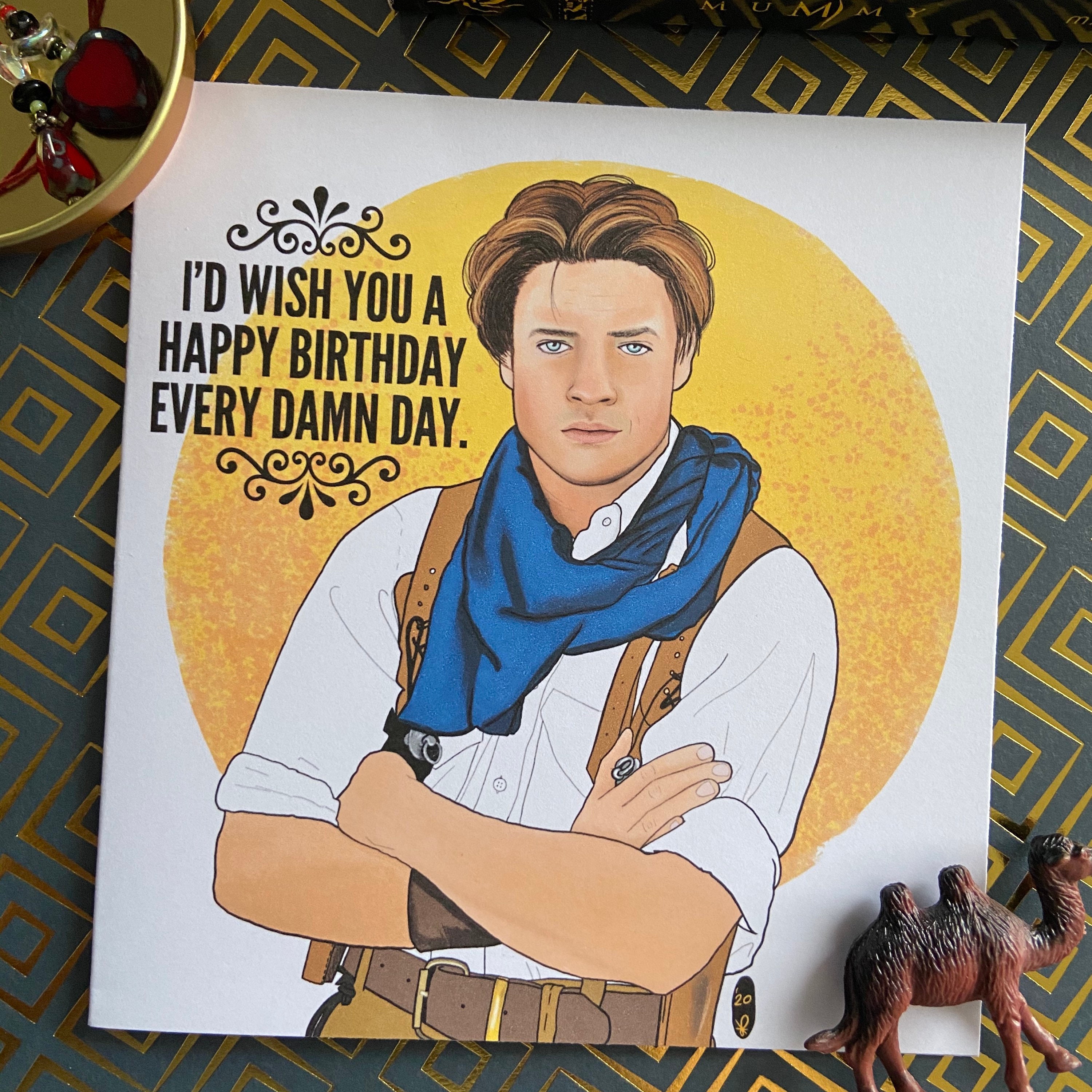 Rick O’Connell Fan Art Illustrated Handmade Greeting Card