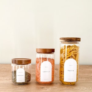 Arch Pantry Labels  - Printed Waterproof Matt Vinyl - Custom Labels for Home Organisation - Arched Spice Jar Labels