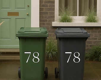 Custom Wheelie Bin Number Stickers | Waterproof Vinyl Decals