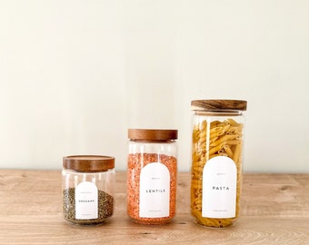 Arch Pantry Labels  - Printed Waterproof Matt Vinyl - Custom Labels for Home Organisation - Arched Spice Jar Labels