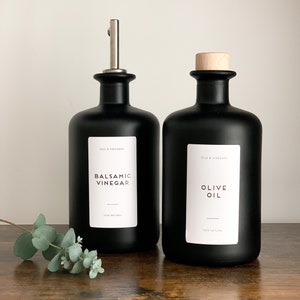 Pantry Labels Basic Oils & Vinegars - Bedrucktes wasserdichtes mattes Vinyl - Benutzerdefinierte Etiketten