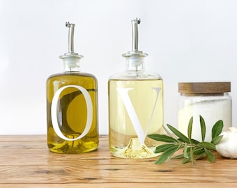 Oil and Vinegar Bottle Labels | Waterproof Olive Oil Bottle Decal, Kitchen Decal , Other Letters Available