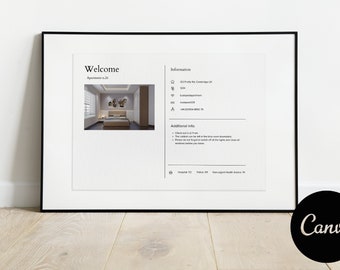 Minimalist Airbnb Welcome & Info Board -  Instant download, editable in Canva