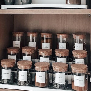 Custom Pantry Labels – Waterproof Vinyl Stickers – Personalised Kitchen Organisation – Minimalist Spice & Herb Jar Decals