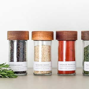Modern Spice Jar Labels - Pantry Labels -  Home Organisation -  Printed Waterproof Stickers Matt Vinyl - With your Custom List