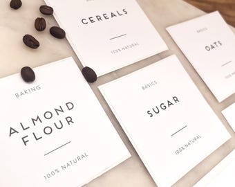 Minimalist Pantry Labels – Waterproof Kitchen Jar Labels for Modern Pantry Organisation