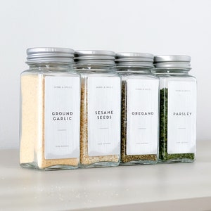Silver Metallic Herbs and Spice Labels - Custom List - Waterproof labels - Water and Oil Resistant custom sizes, personalised stickers