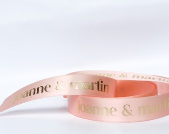 Printed Ribbon 10mm 15mm 25mm 48mm 96mm Logo Printed Custom Gold, Copper, Rose Gold, Silver