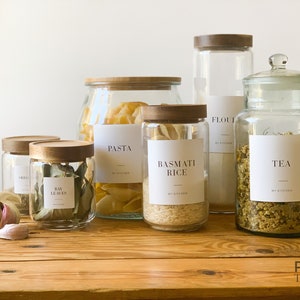 Pantry Labels Basic, Gluten Free, Herbs, Spices, Teas, Nuts, Oils & Vinegars - Printed Waterproof Matt Vinyl - Custom Labels