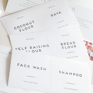 Waterdichte voorraadkastlabels – op maat gemaakte minimalistische voedselpotorganisatie