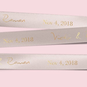 Gold or Silver Wedding Ribbon 10mm 15mm 25mm Logo Printed Custom / cake ribbon / personalised / Party Ribbon image 1