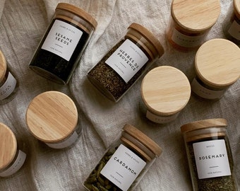 Modern Spice Jar Labels - Pantry Labels -  Home Organisation -  Printed Waterproof Matt Vinyl - With your Custom List