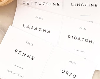 Pasta Jar Labels – Minimalist Waterproof Pantry Labels for Pasta Storage Jars