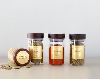 Gold Metallic Herbs and Spice Labels - Custom List - Waterproof labels - Water and Oil Resistant custom sizes