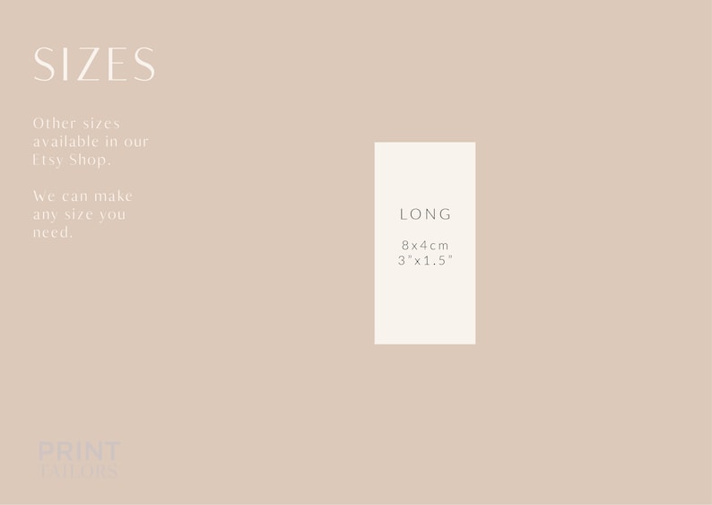 K&ouml;nnte beinhalten: Eine wei&szlig;e Karte mit dem Text "LONG" und den Ma&szlig;en "8x4cm 3"x1.5"".