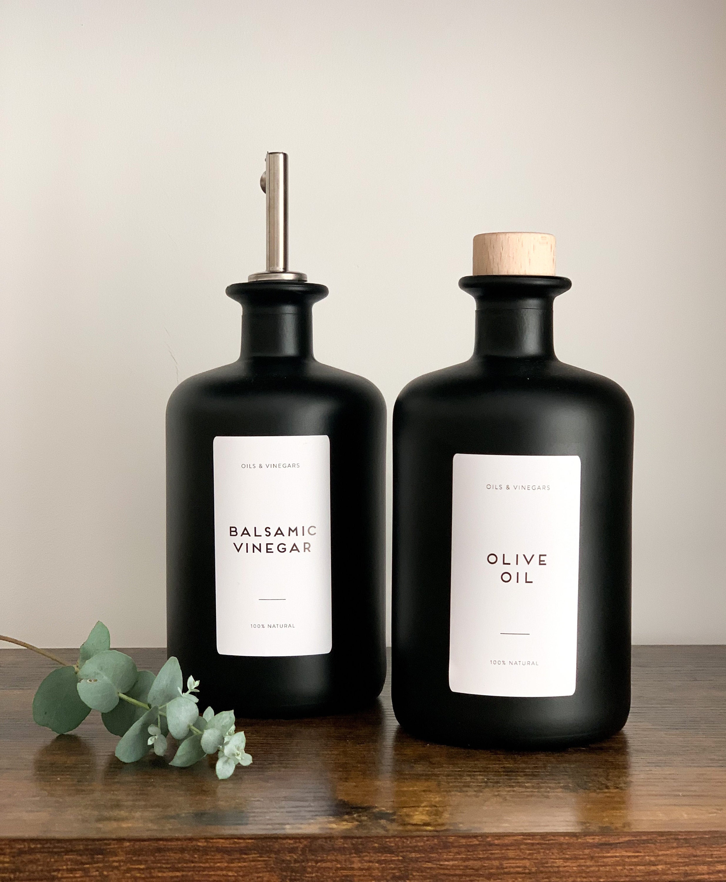Pantry Labels Basic Oils & Vinegars - Printed Waterproof Matt Vinyl - Custom Labels