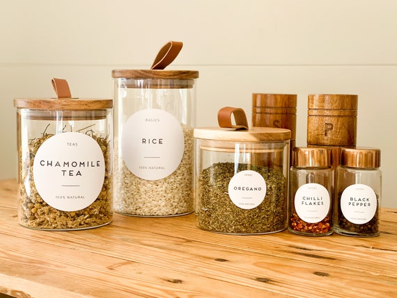 Round Pantry Labels Basic, Gluten Free, Herbs, Spices, Teas, Nuts